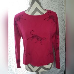 Philosophy Fuchsia Leopard Print Long Sleeve Top